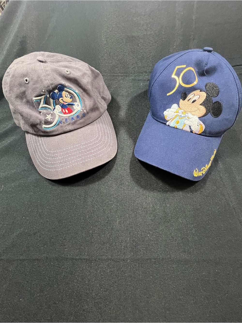 Disney Mickey Mouse 30th and 50th Anniversary Navy and Gray Caps